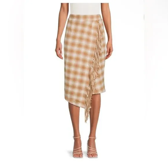 Fringed Faux Wrap Skirt - Picture 2 of 5